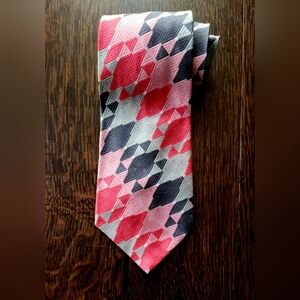 Vintage 👔 1970's Wide Gray Pink Red German Necktie EUC $19